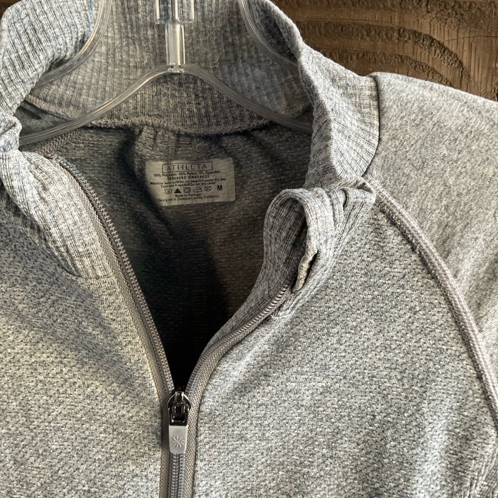 Athleta Gray Quarter-Zip Pullover Medium - Picture 3 of 4